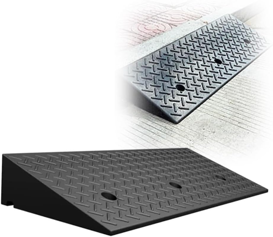 Heavy Duty Driveway Ramps 3'/4'/5'/6'/7' Rise Rubber Curb Ramps Threshold Ramp for Wheelchairs/Steps/Door with Anti-Slip Surface(6cm/2.4' Rise)