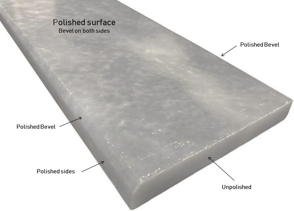 Bardiglio Grey Marble Threshold Saddle 4' x 36' Honed Matte Finish Natural Stone for Doorway, Shower, Floor, Window Sill