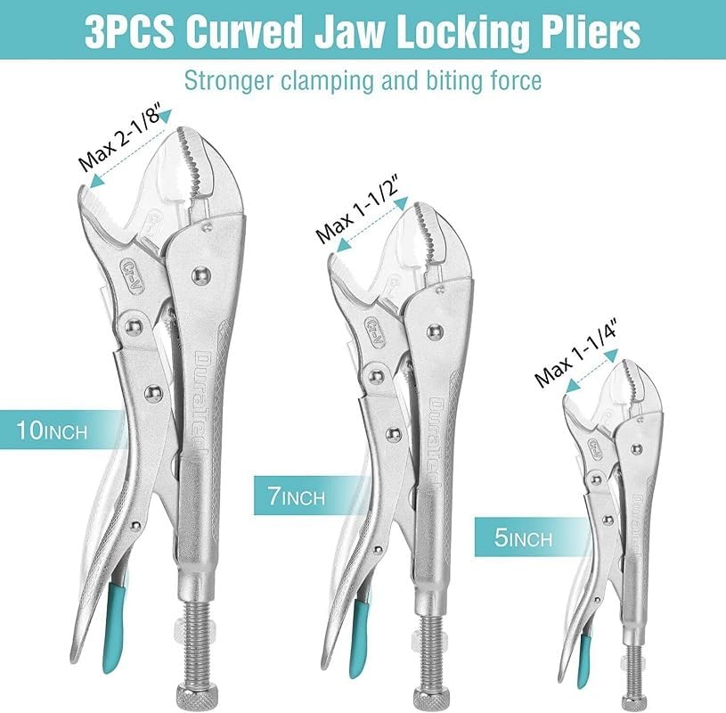 6 PC Locking Pliers Set Long Nose Curved Jaw C-clamp Locking Pliers NEW