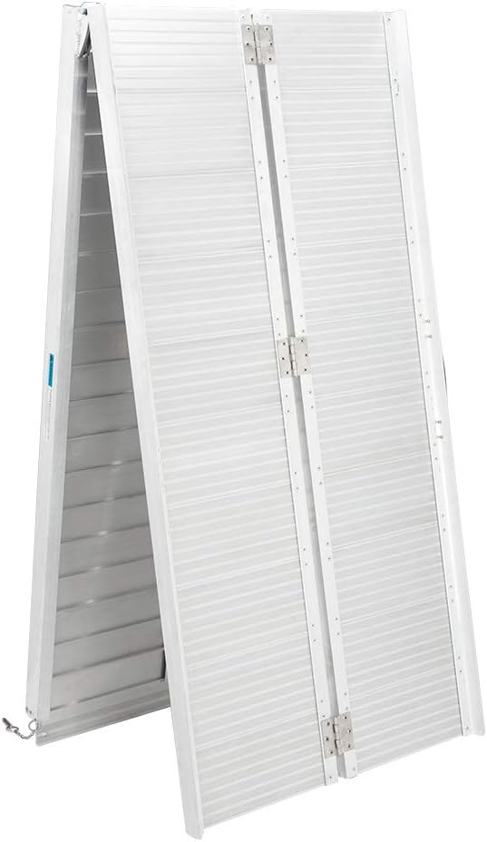10FT Wheelchair Ramp w/Carrying Handle & Adjustable Supporting Legs, Non-Skid Foldable 10' Mobility Ramp, 600LBS Weight Capacity for Home Steps Stairs Doorways Door Threshold