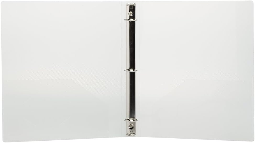 JAM PAPER Plastic 1 inch Binders - Clear 3 Ring Binder - Bulk 24/Pack