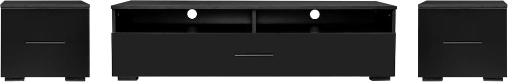 BAMACAR Black TV Stand For 90 Inch TV, Long Entertainment Center For 80 85 85+ 90 Inch TV Stand With Storage, Black TV Console 90 86 85+ 85 80 Inch TV Stands For Living Room, TV Stand 90 Inch TV Table