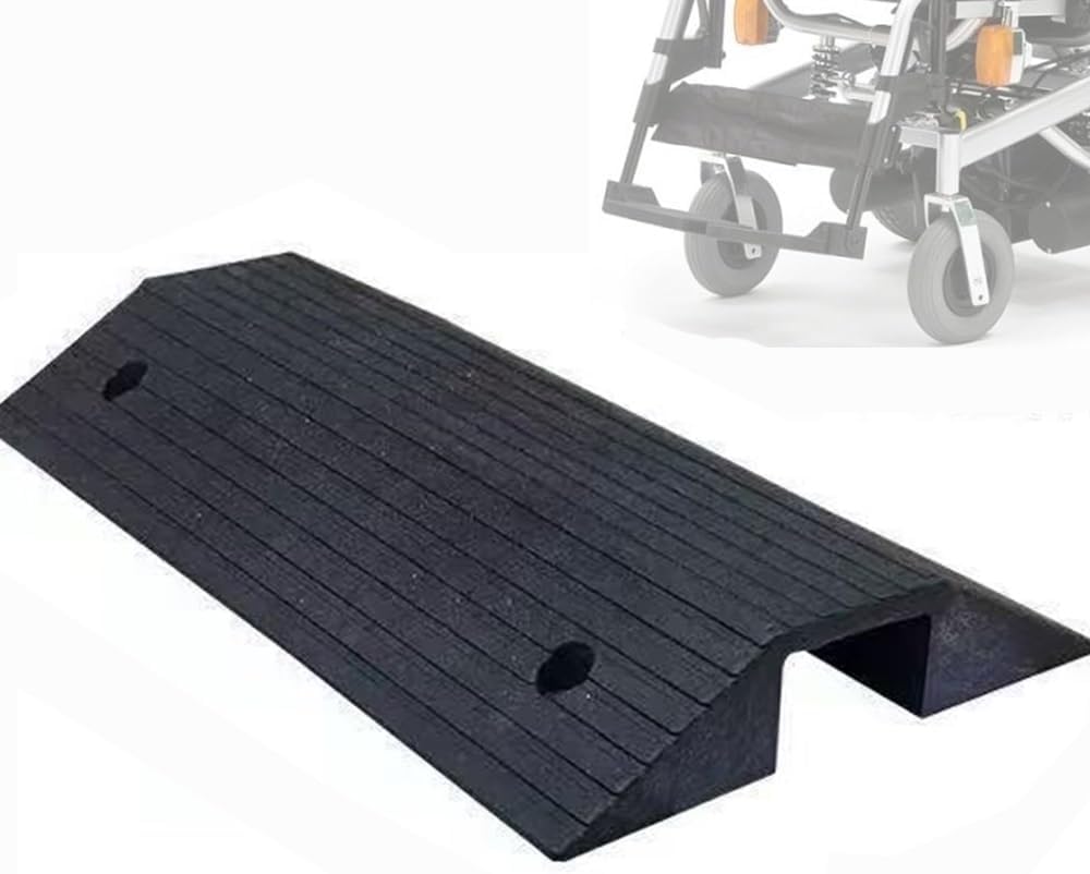 Bridge Ramp Threshold Ramp 2-3in Rise Rubber Ramps for Door Threshold, Wheelchair Ramp Non-Slip Curved Bridge Ramp for Doorway, 600 Lbs Capacity(80x45x10cm/31.4x17.7x3.9in)