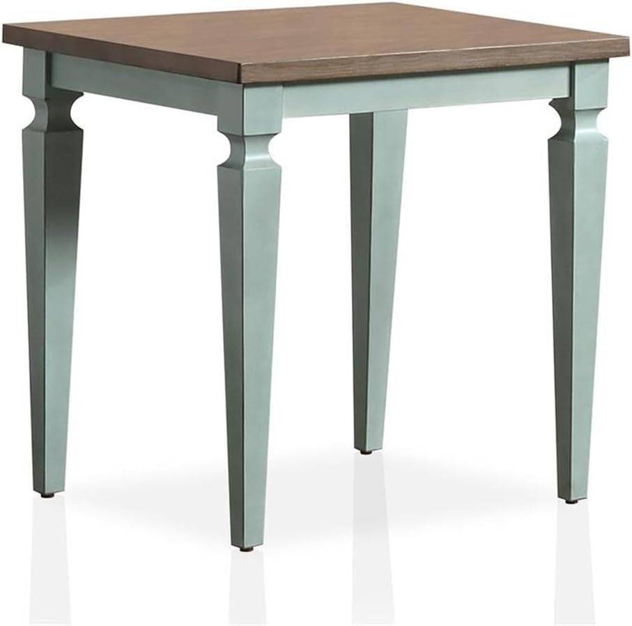 BOWERY HILL Transitional Wood 3-Piece Coffee Table Set, Antique Blue and Oak Finish, MDF and Acacia Wood Tops, Includes Coffee Table and 2 End Tables, Two-Tone Design Living Room Furniture