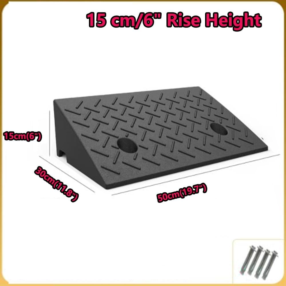Portable Wheelchair Ramp, Rubber Driveway Curb Ramps, 2' 5' 7' Rise Doorway Threshold Ramp, Steps Transition Ramp for Warehouse Sidewalk Steps(50x30x15cm)