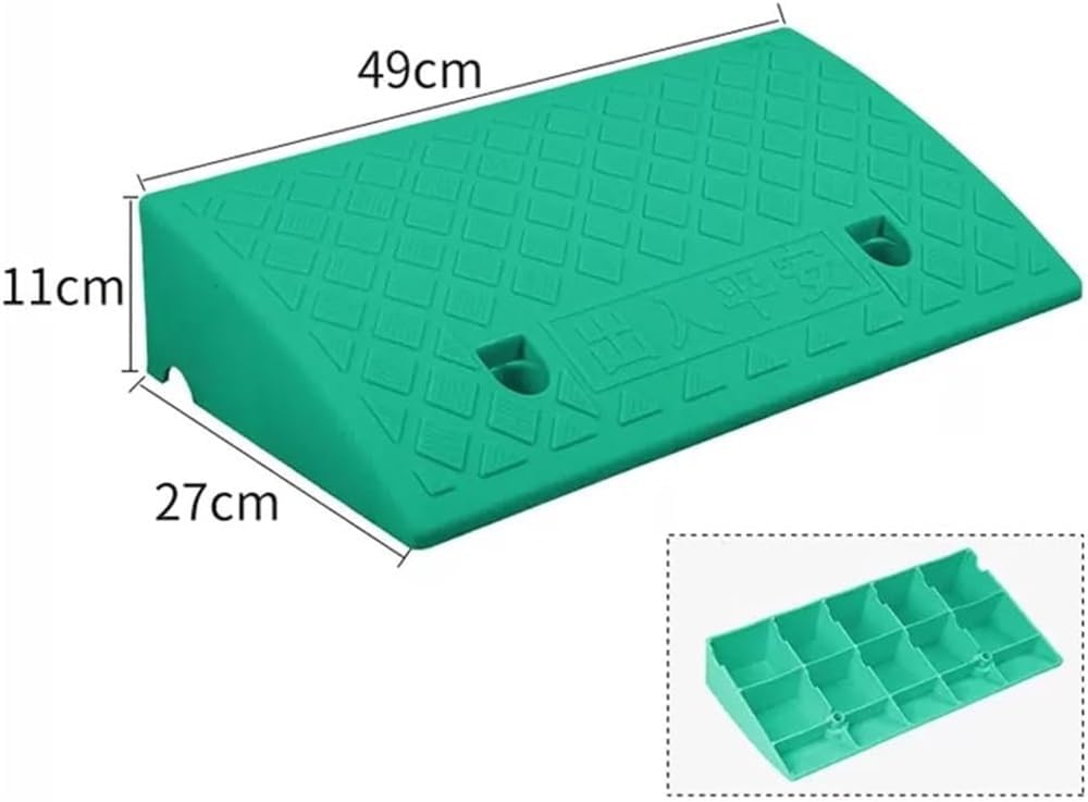 Zanotva 2 Pack Rubber Curb Ramp，2' 3' 4' 5' Rise Threshold Ramp for Wheelchair Driveway Scooters Stairs(Green,19x10.6x4.3in)