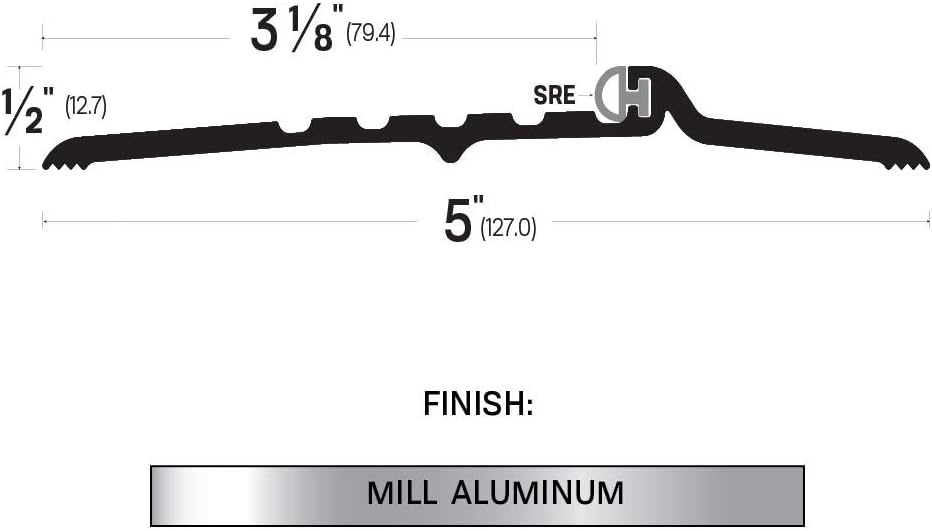5'' Wide x 1/2'' High - Mill Aluminum High Rabbeted Saddle with Solid Rubber Extrusion (356) in (72''), FH #10 x 1-1/2'' supplied