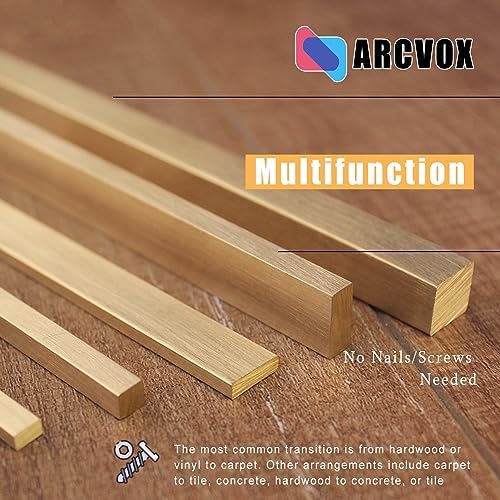 Brass Transition Strips for Wood to Tile Flooring, Heavy Duty Polished/Brushed Edging Trim Bars, 5x10mm Threshold Floor Strip, Durable Brass Flooring Solution