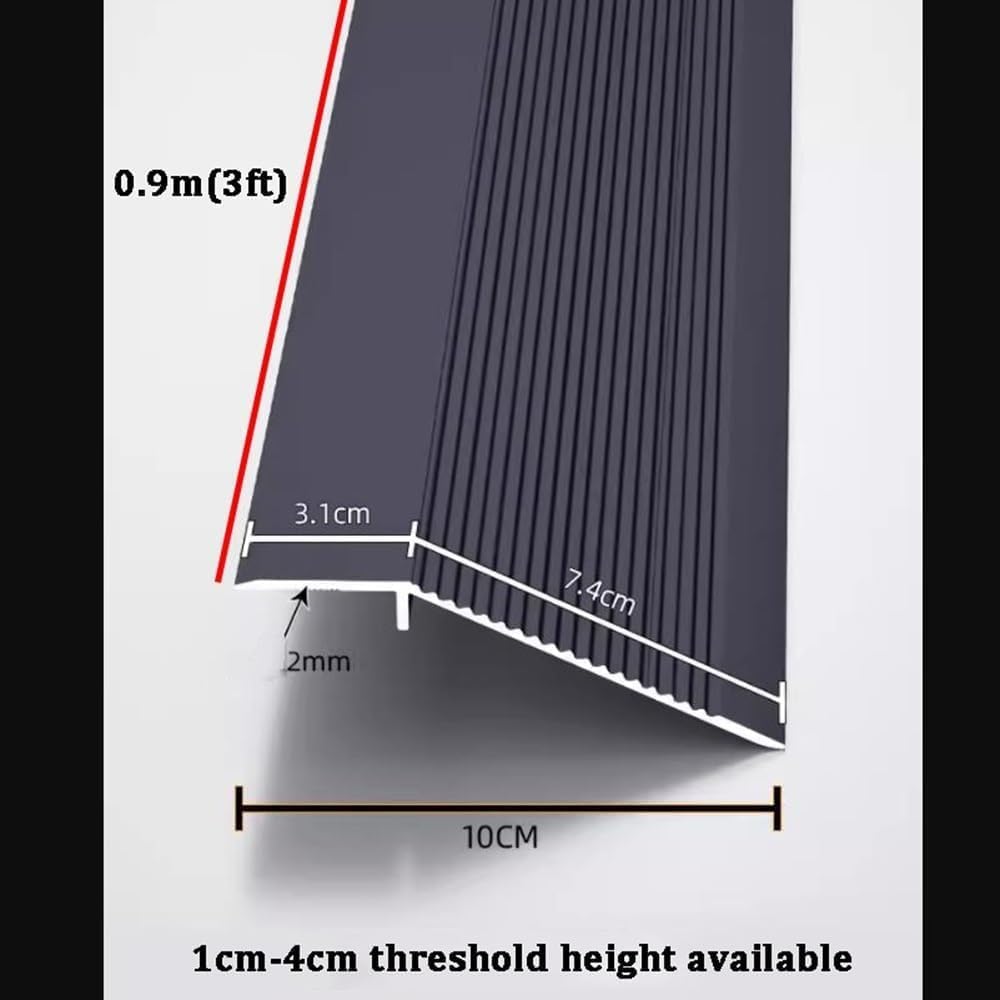 36 inch Metal Floor Transition Strip Replacement, Home Entry Ramp Extra Wide Reducer Gap Cover for Doorways, Threshold Ramps for Wheelchair Wood Tile Floors ( Color : Black , Size : 10*90cm(3ft) )