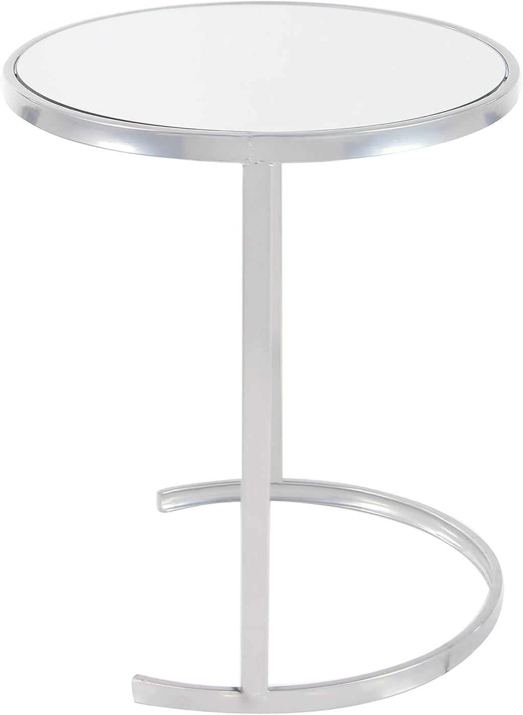 Deco 79 Metal Side End Accent Table Round Nesting End Table with Mirrored Glass Top, Set of 3 Side Table 21', 19', 17'H, Silver