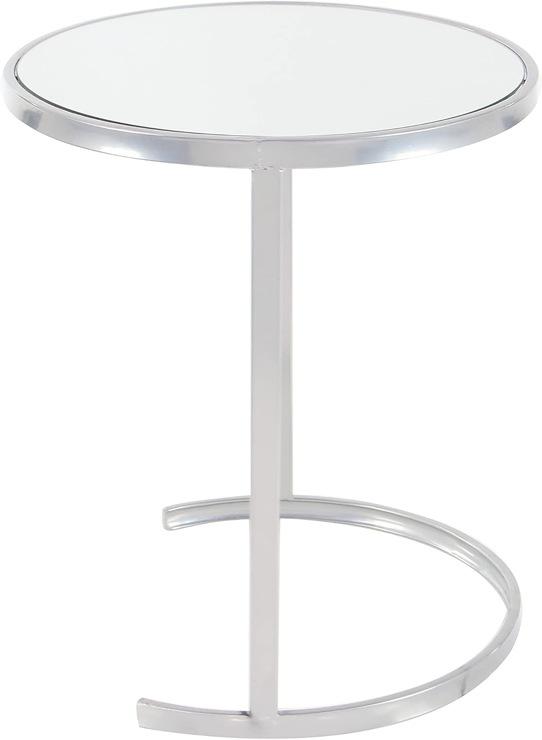 Deco 79 Metal Side End Accent Table Round Nesting End Table with Mirrored Glass Top, Set of 3 Side Table 21', 19', 17'H, Silver
