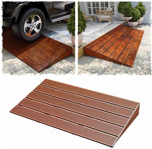 Portable Wooden Wheelchair Ramp, Non-Slip Solid Wood Threshold Ramp for Doorways & Garage, 3.2'/3.9' Rise, Easy Access for Wheelchairs & Mobility Aids