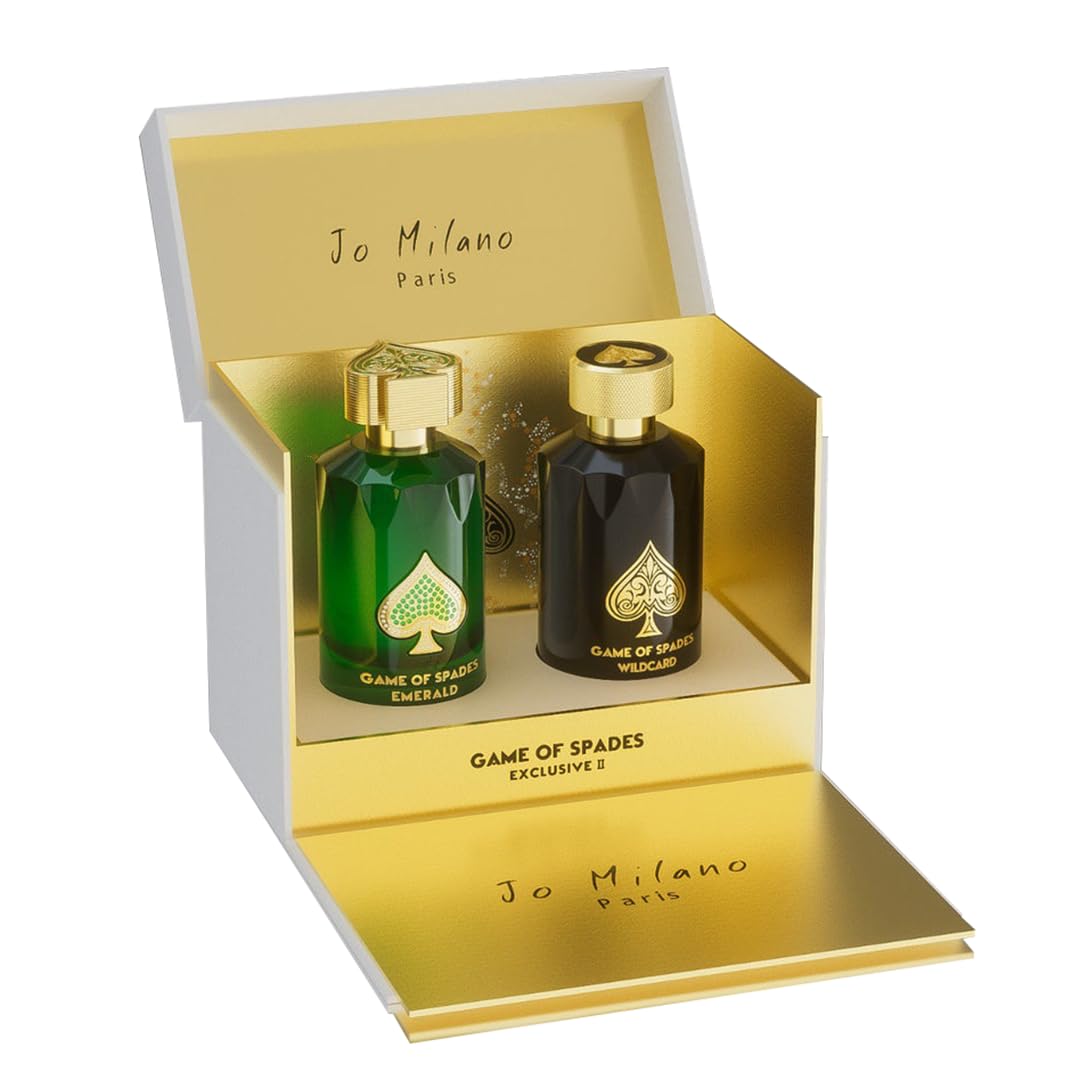 Jo Milano EXCLUSIVE 2 GIFT SET Paris Game of Spades EXCLUSIVE-2 SET Emerald and Wildcard Parfum 3.4 oz/100ml spray for Unisex ((FRAGRANCE EXPERT'S EXCLUSIVE)