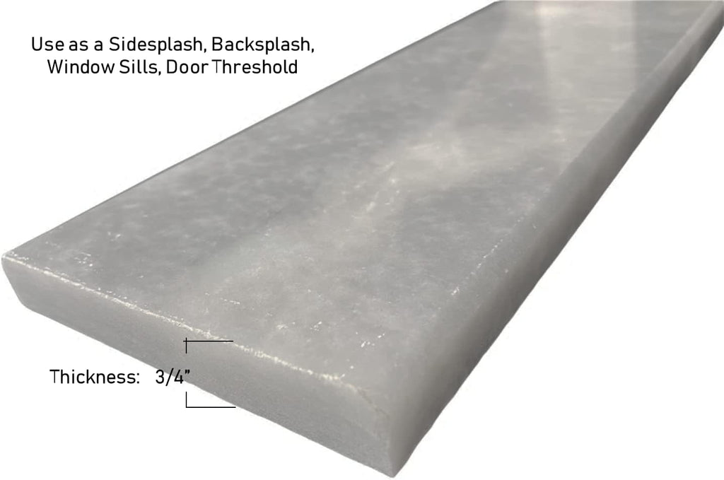 Bardiglio Grey Marble Threshold Saddle 5x36 Polished Natural Stone for Doorway Transitions, Bathroom, Shower, Floor, Window Sill, Interior Design