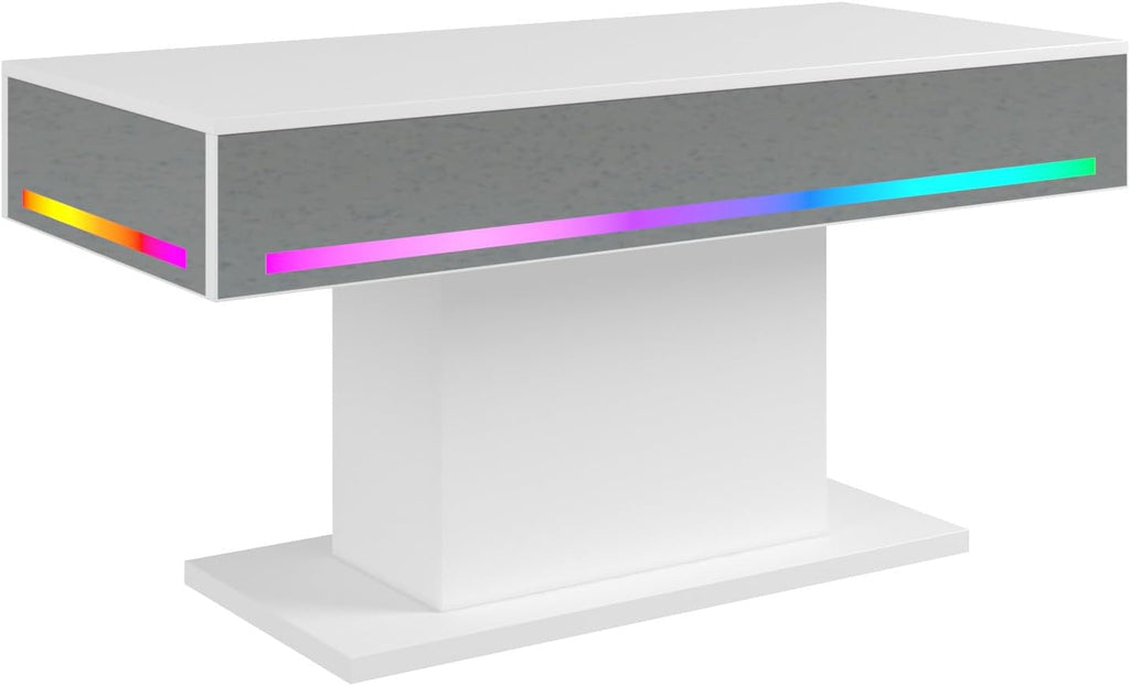 HedoAjim Led Coffee Table for Living Room, Living Room Table Rectangular Center Table, Modern Wooden Coffee Tables with 16 Colors LED Lights for Dining Reception Room