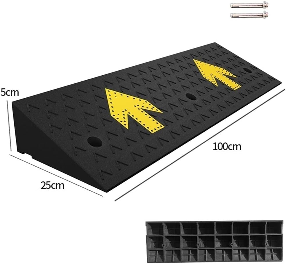 ZJIEX Wheelchair Ramp Rubber Ramps for Driveway Entryway Doorways, 2in/ 4in/ 6in/ 7in Rise Curb Ramp, Safety Non-Slip Threshold Transition Ramp, Car Kerb Ramp (Size : 100x25x5cm(39x10x2inch))