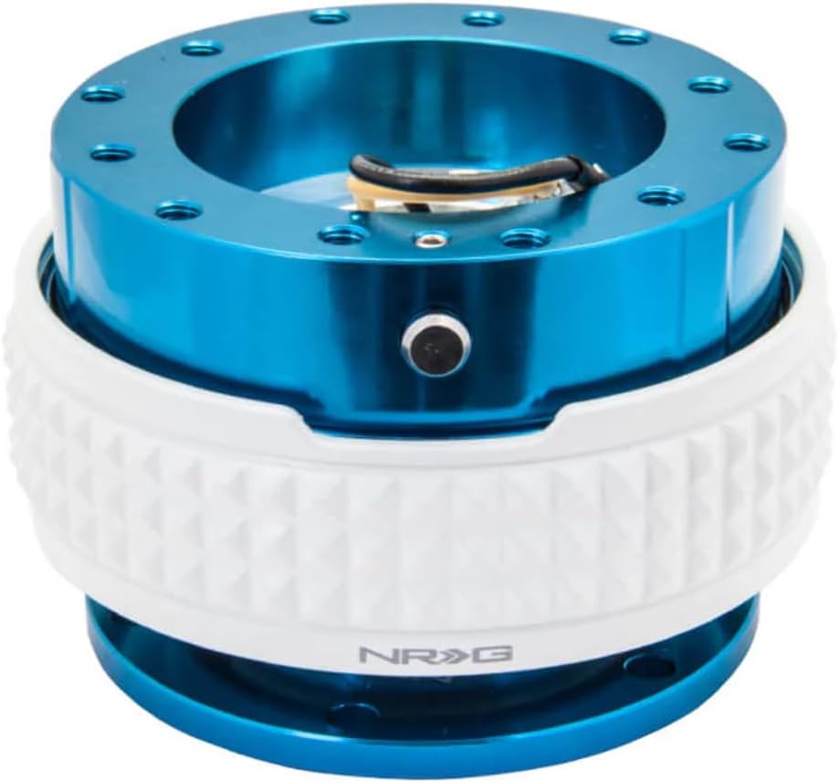 NRG Innovations NRG-SRK-210BL-GL Gen 2.1 Race Steering Wheel Quick Release Kit Adapter, Blue Body/Glow in the Dark Pyramid Ring, 6x70 and 6x74mm Bolt Patterns