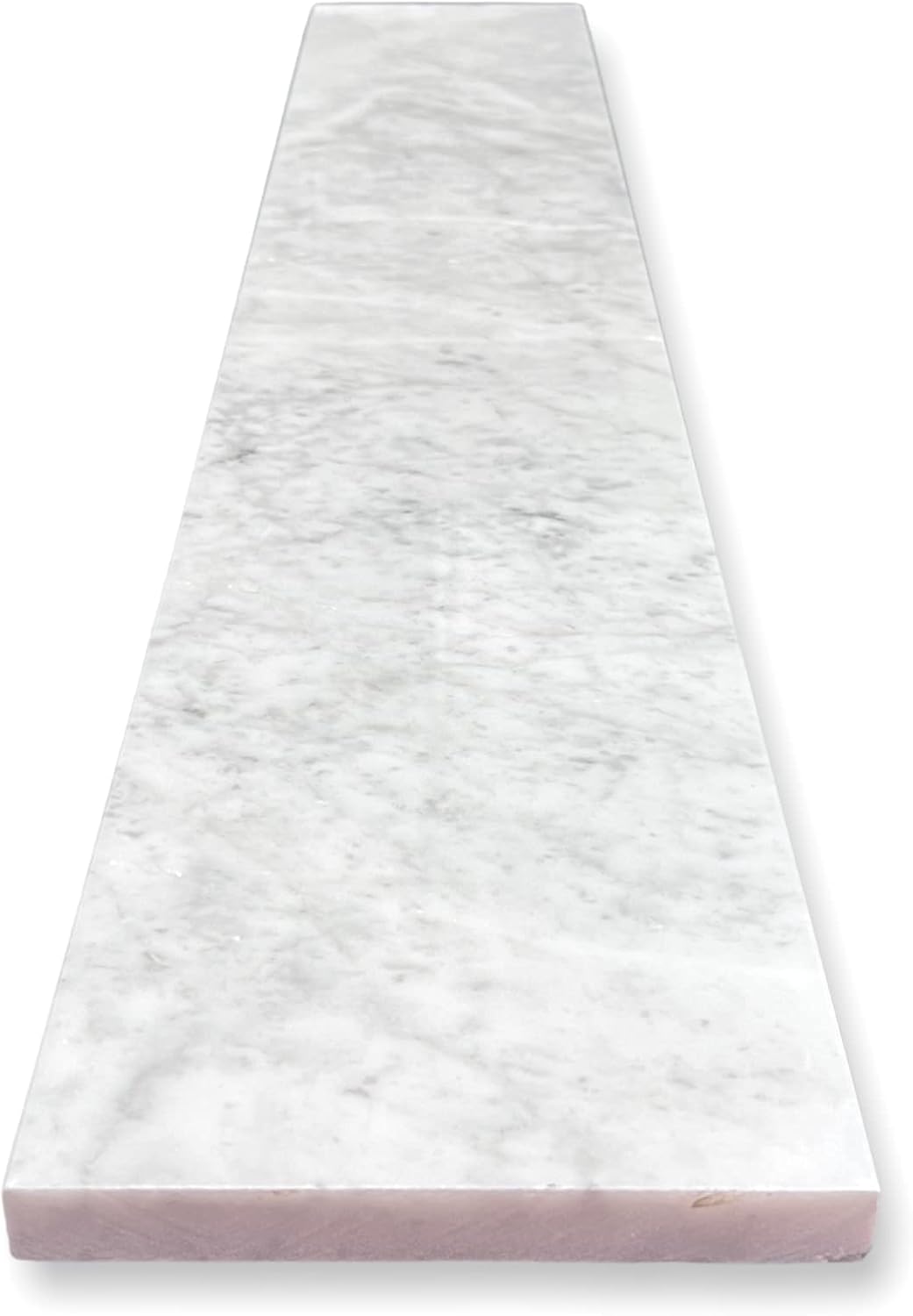 Tenedos Threshold Shower Curb Custom Size and Finish Italian Carrara Marble Doorway Floor Transition Tile Also for Bathroom Vanity Backsplash, Window Sill