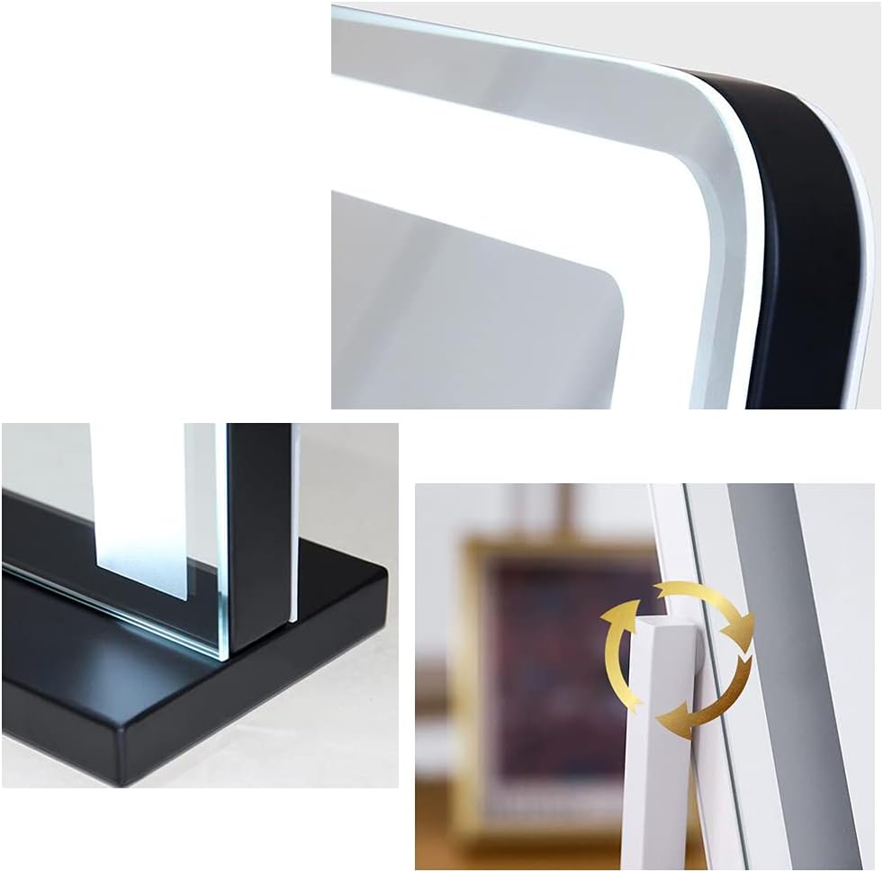 Hollywood Vanity Mirror with LED Lights Women Lighted Makeup Mirror Touch Control Dimmable 3 Color Lighting 360°Rotation Tabletop Mirror for Dressing Table(Size:40CM)