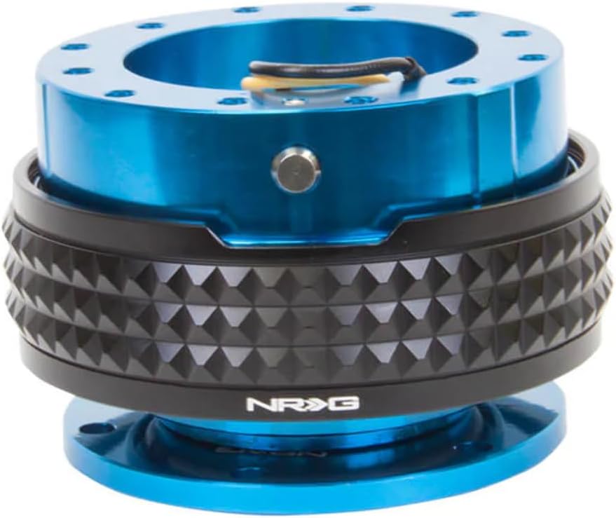 NRG Innovations NRG-SRK-210BL-BK GEN 2.1 Steering Wheel Quick Release Adapter, 6-Hole & 6x70 and 6x74mm Bolt Patterns Blue Body/Black Pyramid Ring/Glow Ring