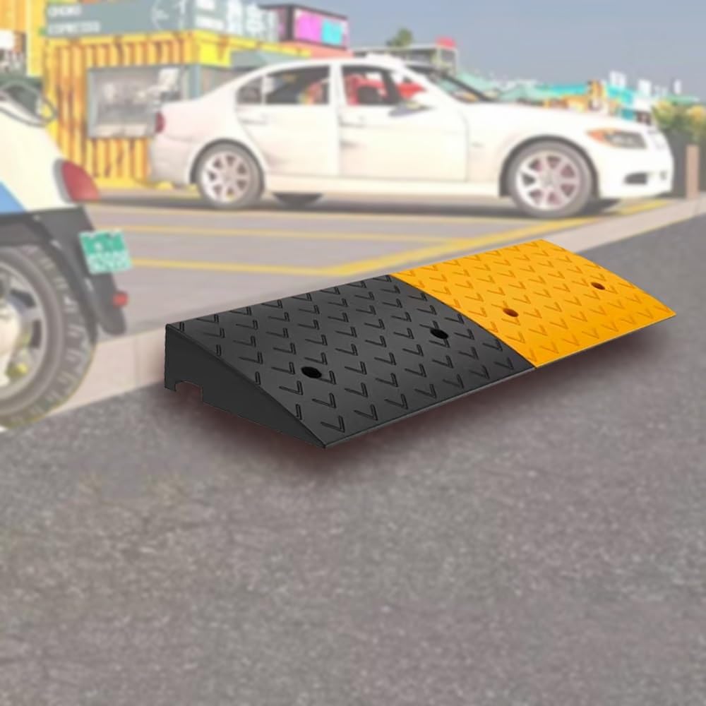 Heavy Duty Driveway Curb Ramps 2' 6' 4' Rise Rubber Wheelchair Ramp Doorway Threshold Ramp, Portable Kerb Ramp for Steps Sidewalk Warehouse(100x25x6 cm (39'x10'x2.4'))