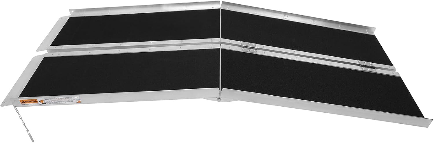 ECCPP Multifold Wheelchair Ramp 8ft Non Skid Threshold Ramp Aluminum Foldable Mobility Scooter Ramp Handicap Ramp for Steps, Home, Stairs, Doorways
