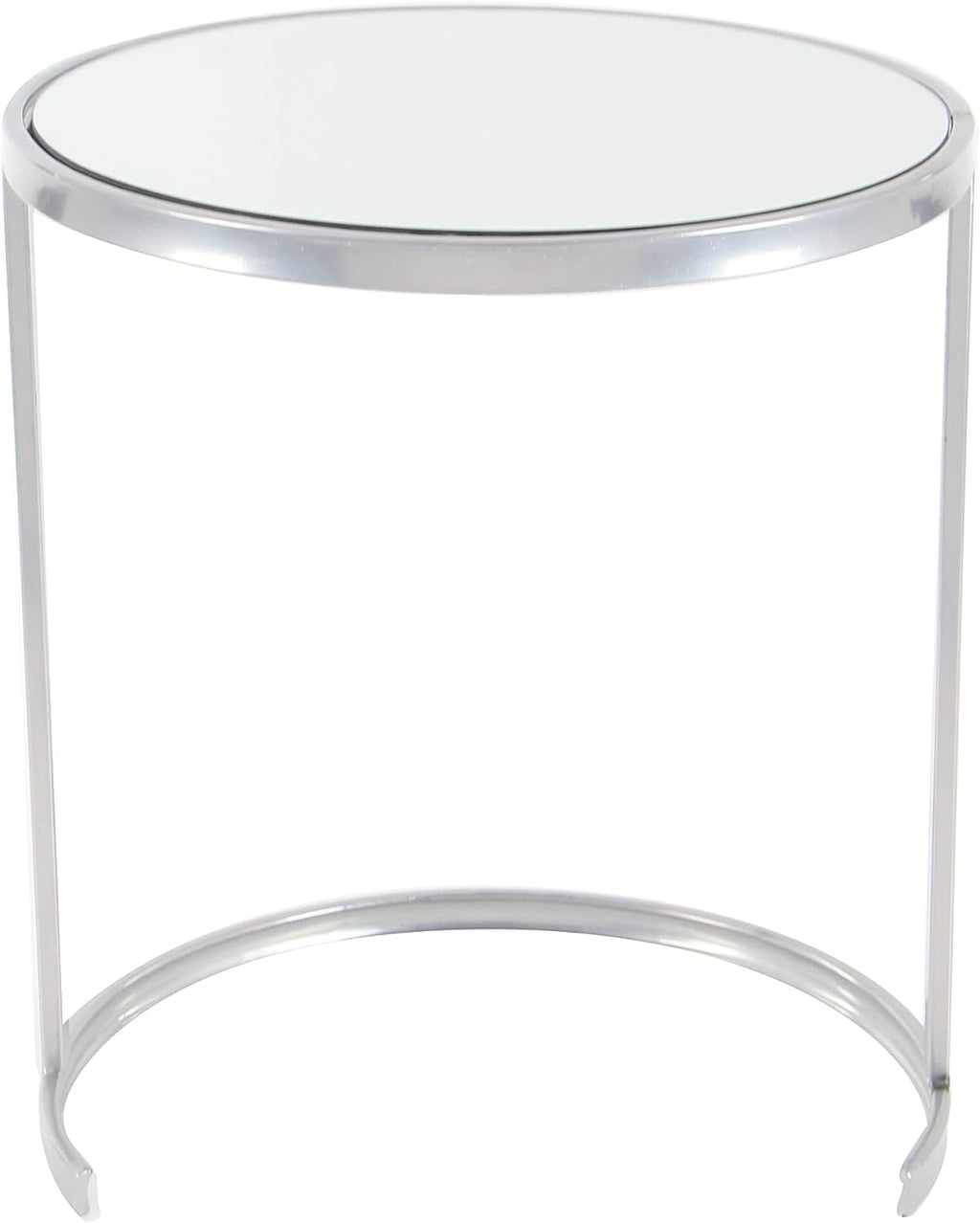 Deco 79 Metal Side End Accent Table Round Nesting End Table with Mirrored Glass Top, Set of 3 Side Table 21', 19', 17'H, Silver