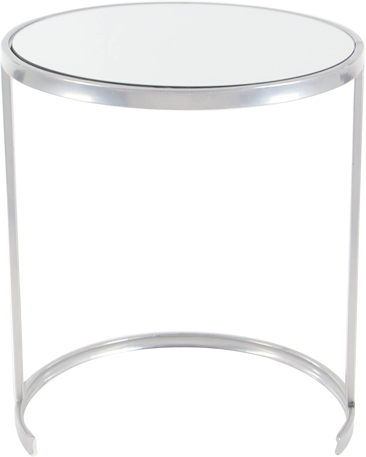 Deco 79 Metal Side End Accent Table Round Nesting End Table with Mirrored Glass Top, Set of 3 Side Table 21', 19', 17'H, Silver