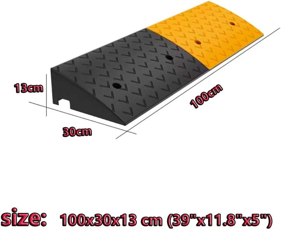 Heavy Duty Driveway Curb Ramps 2' 6' 4' Rise Rubber Wheelchair Ramp Doorway Threshold Ramp, Portable Kerb Ramp for Steps Sidewalk Warehouse(100x30x13 cm (39'x11.8'x5'))