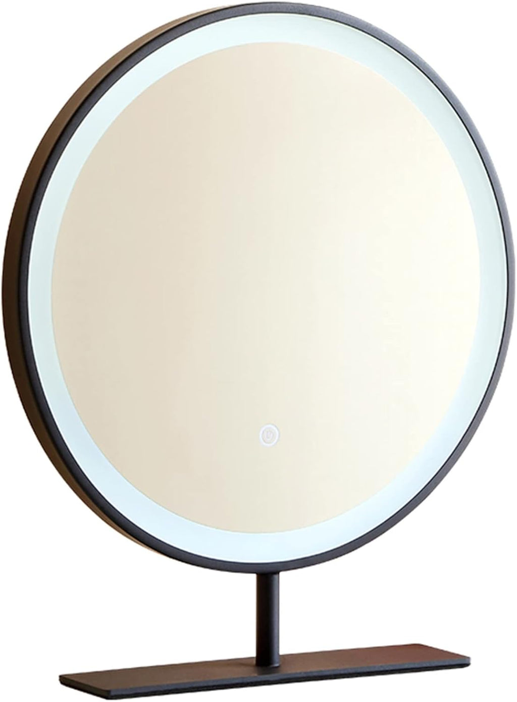 Freestanding Round Vanity Mirror with Led Lights, Bedroom Illuminated Tabletop Mirrors, 3 Color Lighting Stainless Steel Frame Cosmetic Mirror - Touch Switch (Color : Gold, Size : 50x50cm/20