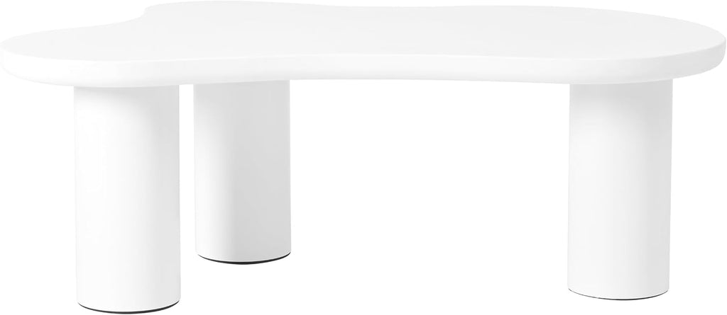 Merax 44' W Irregular Cloud Style White Coffee Table with 1.5' Thickness Tabletop, Wooden End Table Center Table with Round Edge and 3 Sturdy Legs for Living Room or Bedroom