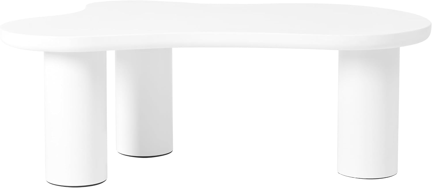 Merax 44' W Irregular Cloud Style White Coffee Table with 1.5' Thickness Tabletop, Wooden End Table Center Table with Round Edge and 3 Sturdy Legs for Living Room or Bedroom