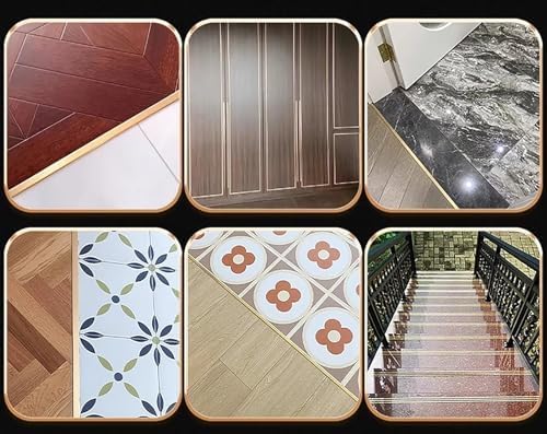 Brushed Brass T-Molding Transition Strip - Seam Binder for Wood & Tile Flooring, Entry Doorways, Laminate Floor Threshold Cover, Durable & Stylish Edge Protector