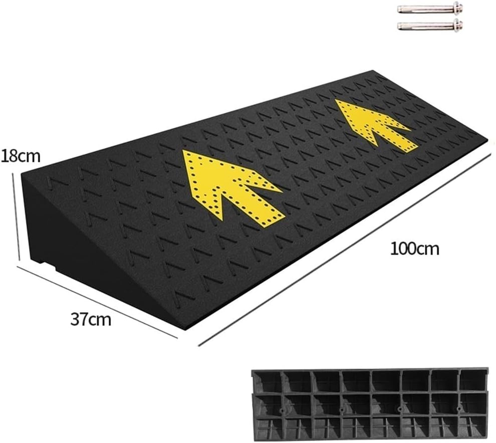 ZJIEX Wheelchair Ramp Rubber Ramps for Driveway Entryway Doorways, 2in/ 4in/ 6in/ 7in Rise Curb Ramp, Safety Non-Slip Threshold Transition Ramp, Car Kerb Ramp (Size : 100x37x18cm(39x14x7inch))