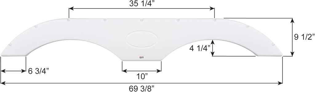 ICON Tandem Axle RV fender skirt FS1770 for Crossroads, Dutchmen, Forest River, Keystone, Palomino, KZ, Heartland, Skyline & more - 69 3/8' x 9 1/2' overall measure, Polar White
