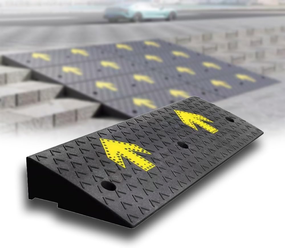 Rubber Curb Ramps, Portable Wheelchair Ramp, Doorway Threshold Ramp 1' 2' 5' 7' Rise Shed Ramps Heavy Duty Loading Ramp for Dock Trailer Truck(95x37x17 cm(37'x14.5'x6.7'))
