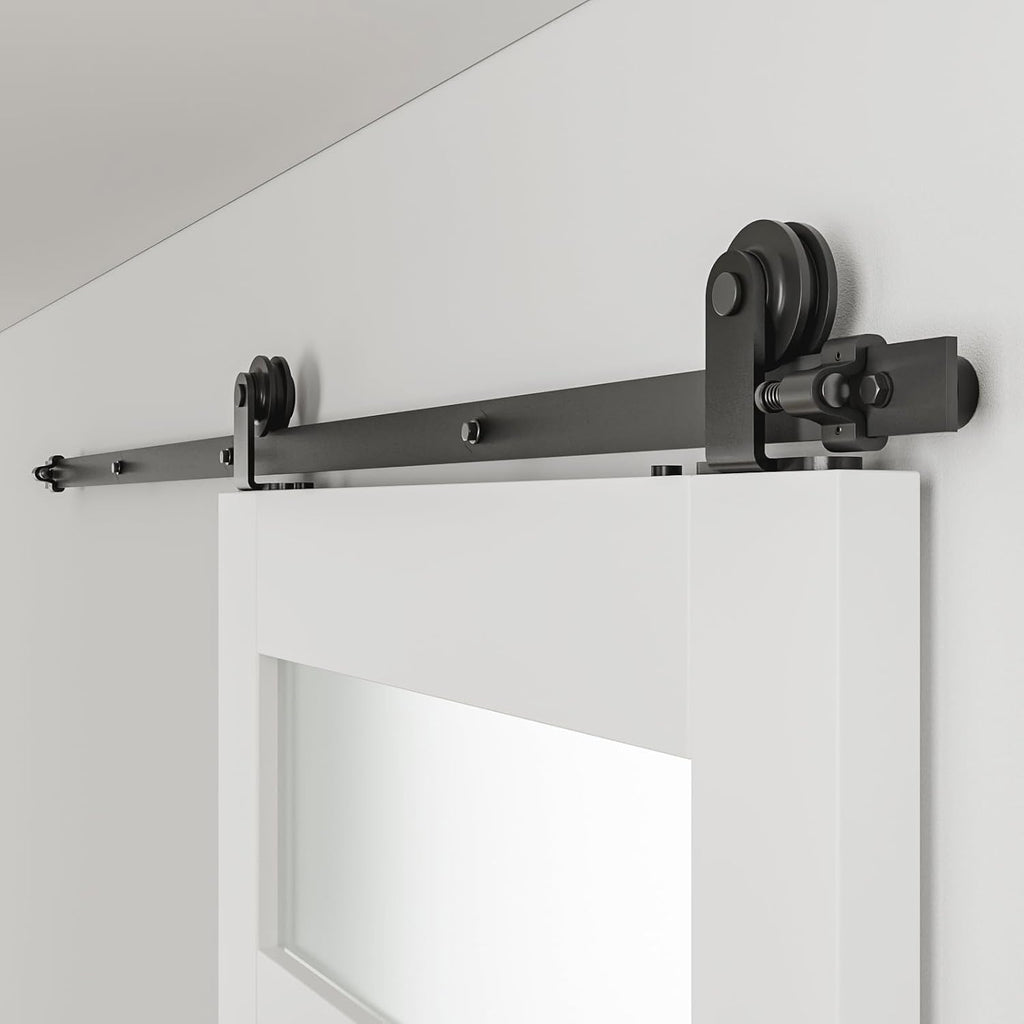 Barn Door Hardware kit 10FT(Whole Set Include Sliding Barn Door Track Kit & Barn Door Handle & Floor Guide) for Single Door-Heavy Duty
