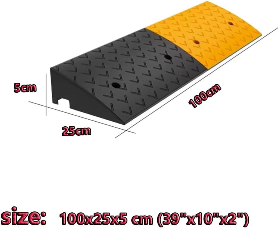 Heavy Duty Driveway Curb Ramps 2' 6' 4' Rise Rubber Wheelchair Ramp Doorway Threshold Ramp, Portable Kerb Ramp for Steps Sidewalk Warehouse(100x25x5 cm (39'x10'x2'))