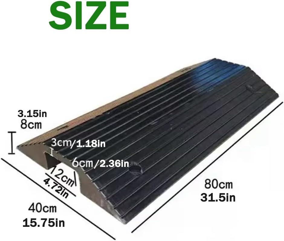 3' Rise Wheelchair Ramp Access Ramps, Bridge Threshold Ramp Heavy Duty Rubber Entry Ramps for Sidewalk Driveways Doorway