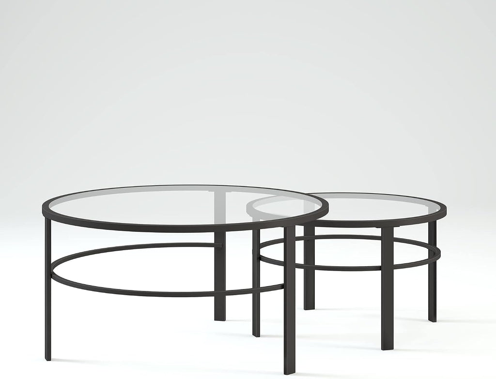 Henn&Hart Round Nested Coffee Table in Blackened Bronze, Coffee Table coffee tables for living room, studio apartment essentials, 36' Wide