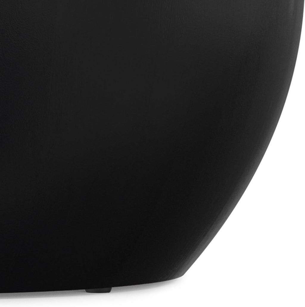 SIMPLIHOME Elmbrook Coffee Table - 34' Wide x 12' High Solid Mango Wood Modern Industrial Round Drum Cocktail Table in Black, Sculptural Living Room Table with Low Profile Design, Assembled