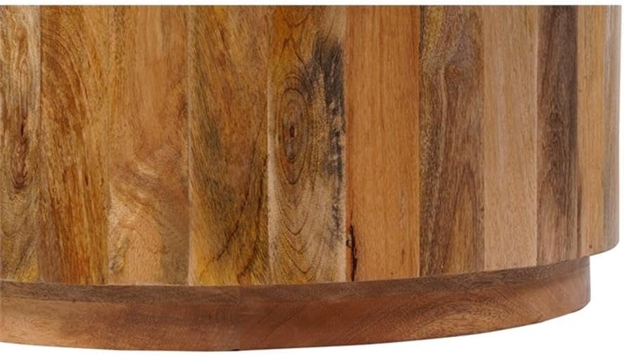 Pemberly Row Modern 30' Round Mango Wood Coffee Table, Brown Finish, Hand-Crafted, Compact Design, Durable Living Room Table, 17' High for Home Decor