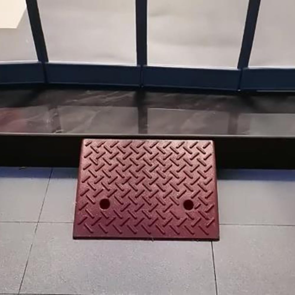 Rubber Threshold Ramp for Home Steps 4' 5' 6' Rise Heavy Duty Door Ramp, Driveway Curb Ramp Portable Loading Ramp with Bolts(48x32x13cm)
