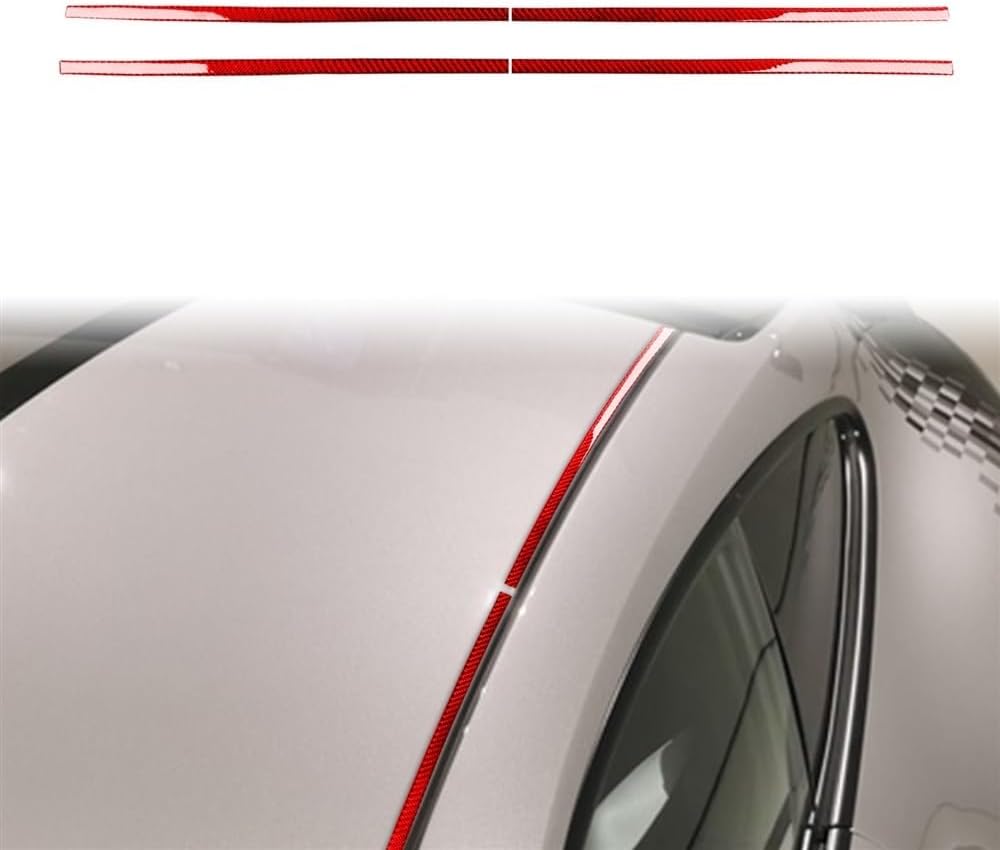 2pcs Car Roof Trim Trim on Both Sides Black&Red Color Carbon Fiber Decoration Compatible with Porsche 911 992 2019-2023 Models Car Accessories(Red Carbon Fiber)