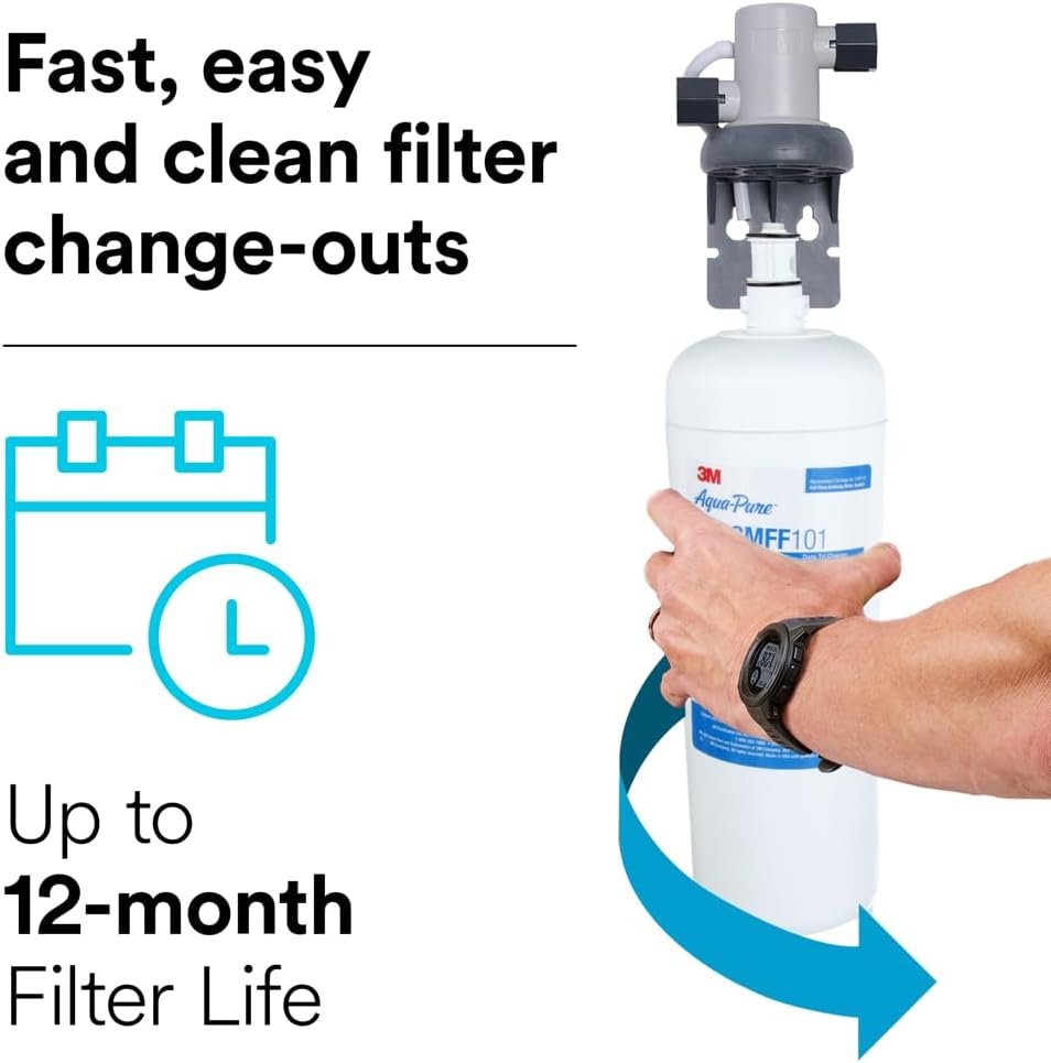 Aqua-Pure FF101 Replacement Water Filter Cartridge for Aqua-Pure System 3M FF100, Reduces Lead, Microplastics, Chlorine Taste and Odor, Cysts, Select VOCs