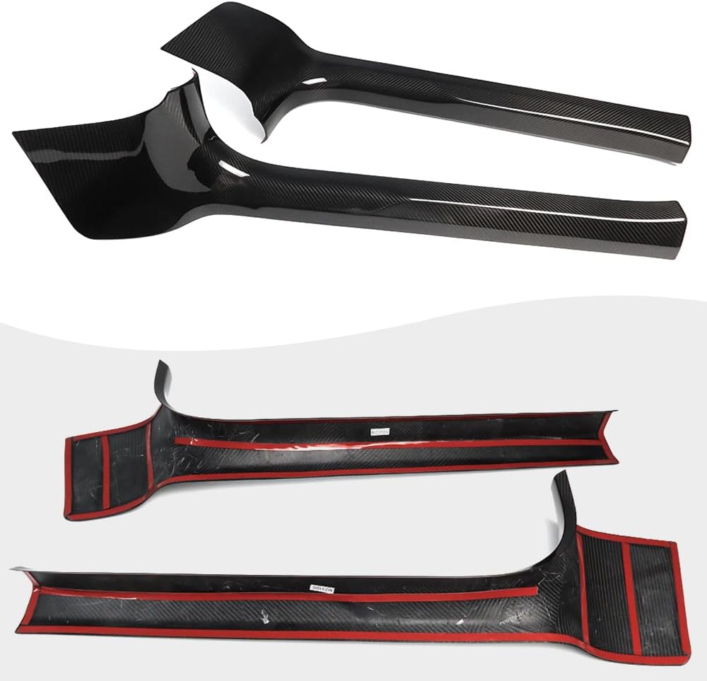 Jogon Genuine Carbon Fiber Door Sill Cover Trim for Corvette C8 Stingray Z51 Z06 Coupe HTC 2020 2021 2022 2023 2024 Inner Door Threshold Sill Protector
