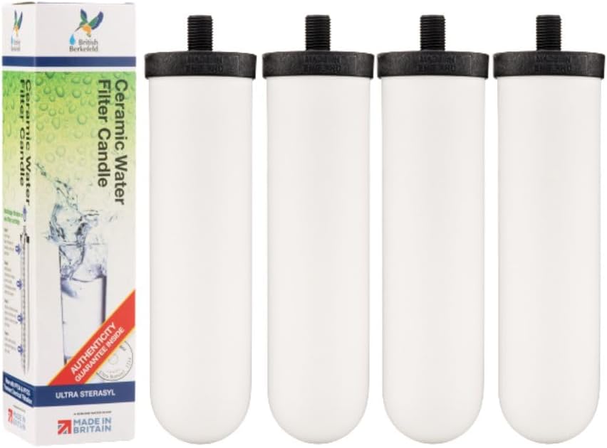 British Berkefeld Doulton 8674 Ultra Sterasyl Ceramic Filter Candle for Countertop Gravity Water Filter System Short Mount 7' - 4 Pack