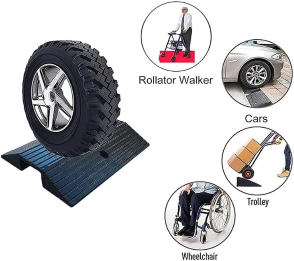 Portable Rubber Wheelchair Ramp ， Curb Ramp for Door/Garage Entry, 2-3in Rise, Transition Ramp for Home Shed/Walker, Handicap Ramp