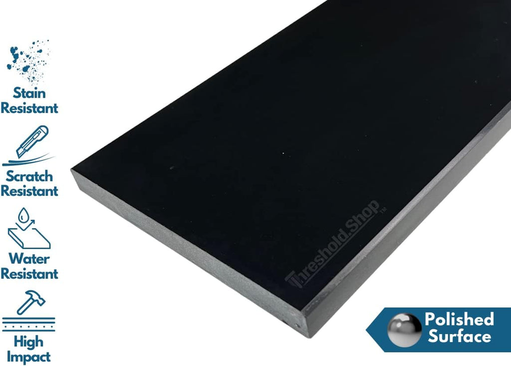 7 Inch Super Threshold Engineered Marble Saddle - 7 Inch Width 36 Inch Length (Super Black)