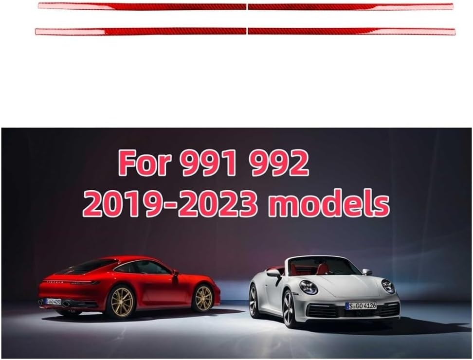2pcs Car Roof Trim Trim on Both Sides Black&Red Color Carbon Fiber Decoration Compatible with Porsche 911 992 2019-2023 Models Car Accessories(Red Carbon Fiber)